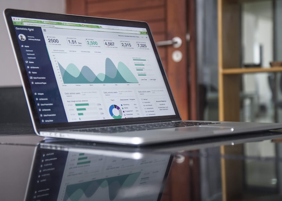 Laptop mit Dashboard für Kennzahlen und Auswertungen